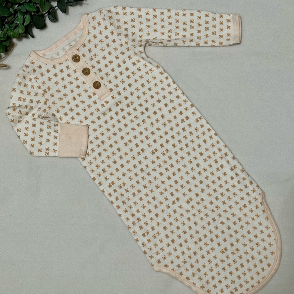 NWOT Cloud Island Modal Cream and Pink with Brown Floral Print Sz 0-3M